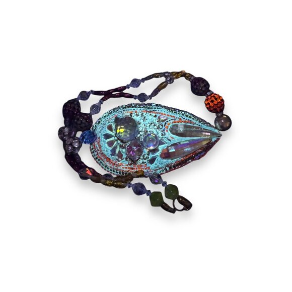 Vintage Wendy Gell Crystal Encrusted 1982 Signed Necklace 22" One of One - Picture 13 of 14